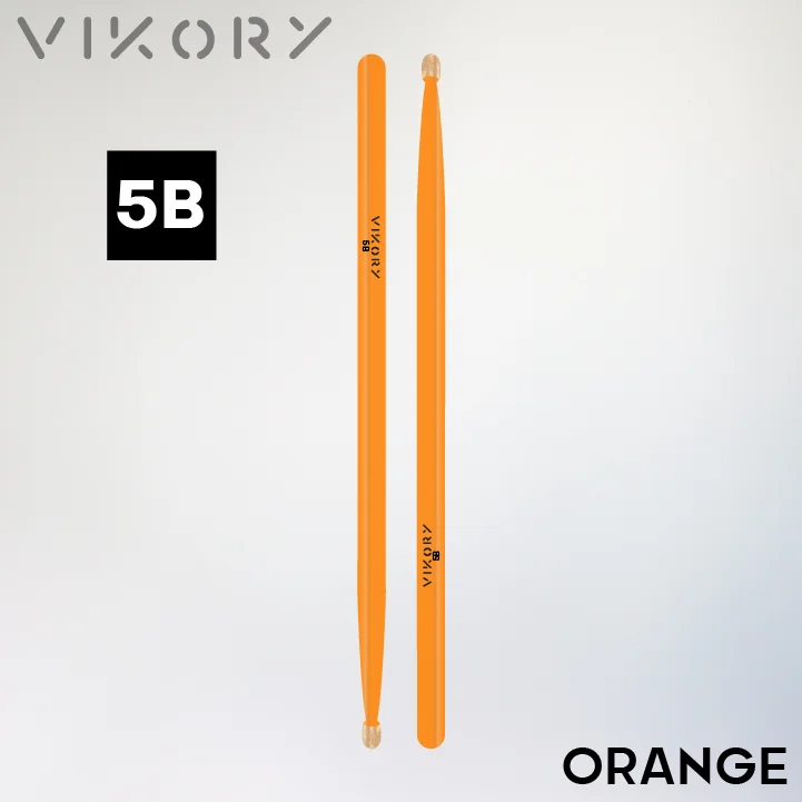 Paire de baguettes de batterie Orange 5B - Vue haut bas