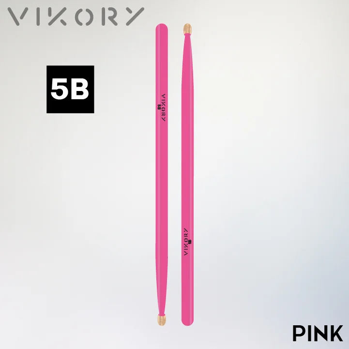 Paire de baguettes de batterie Pink 5B (roses) - Vue haut bas