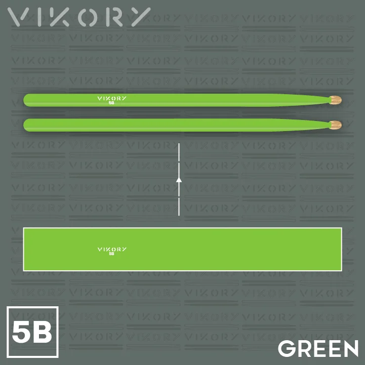 Design de la paire de baguettes de batterie Green 5B (vertes)
