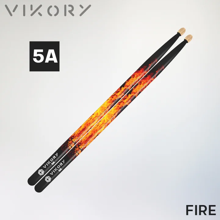 Paire de baguettes de batterie Fire 5A - Vue diagonale