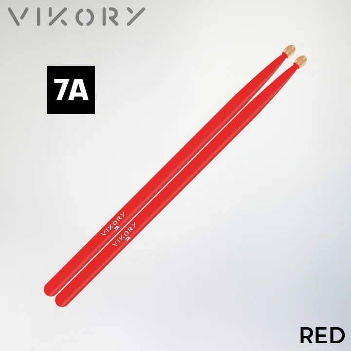 Paire de baguettes de batterie Red 7A (rouges) - Vue diagonale