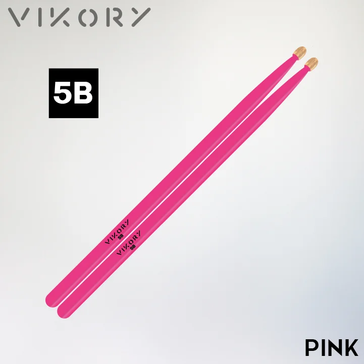 Paire de baguettes de batterie Pink 5B (roses) - Vue diagonale