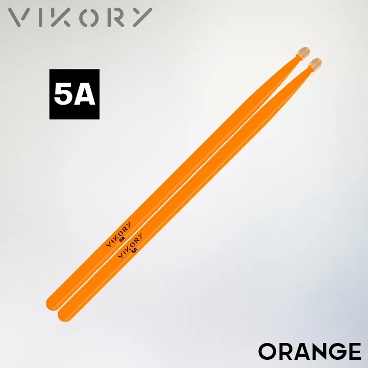 Paire de baguettes de batterie Orange 5 A - Vue diagonale