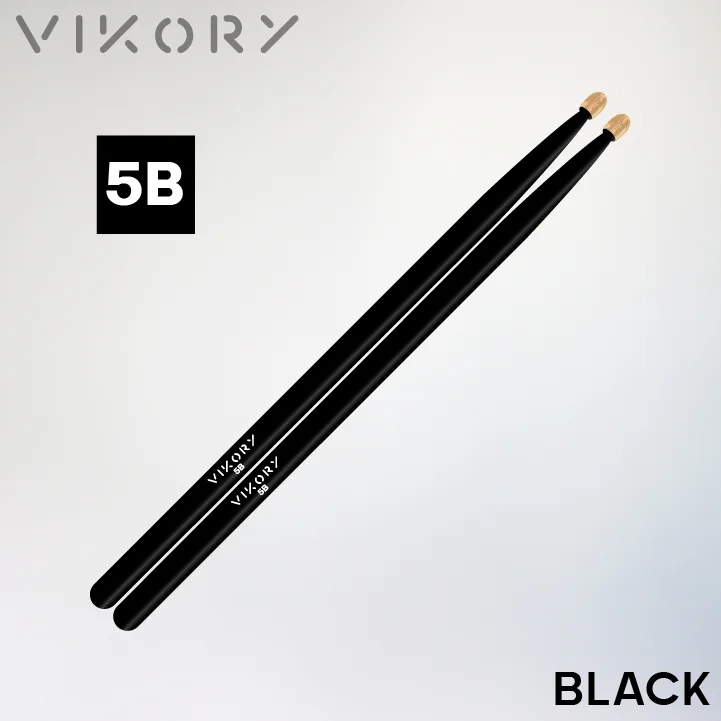 Baguettes de batterie VIKORY BLACK 5B sur fond gris
