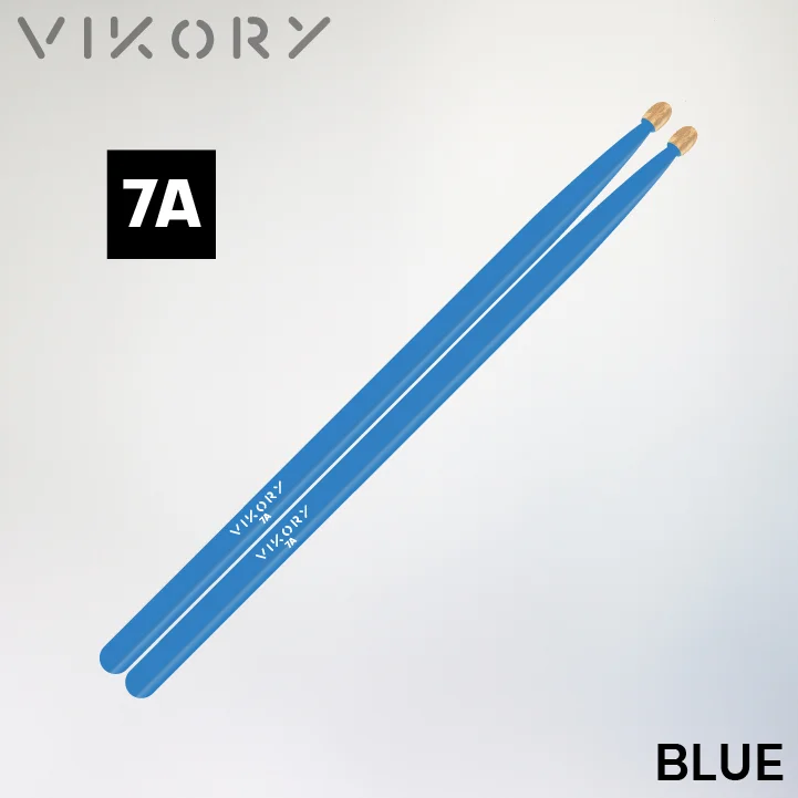 Paire de baguettes de batterie Blue 7A (bleues) - Vue diagonale