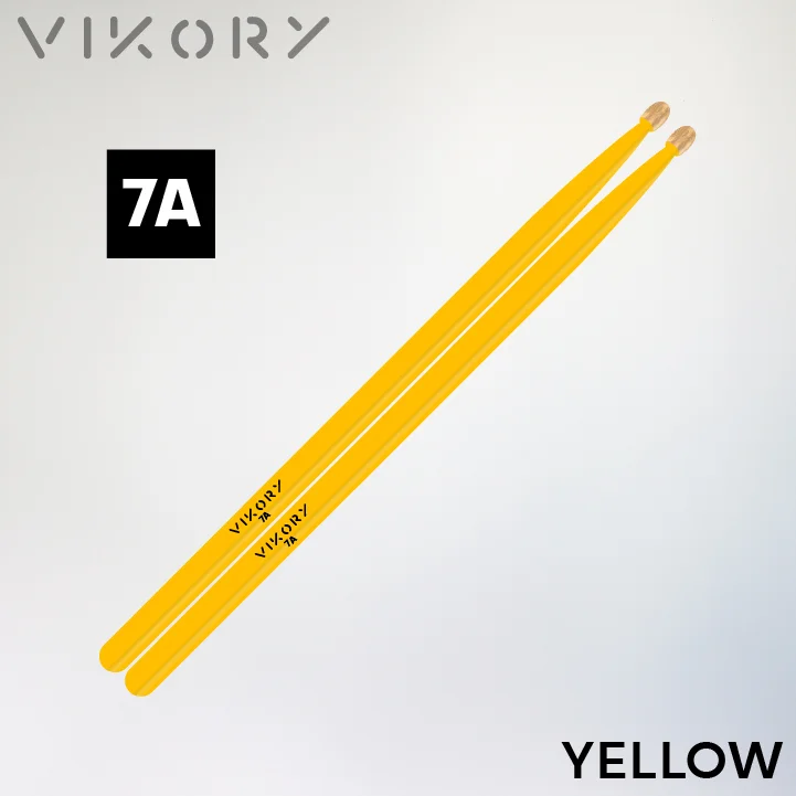 Paire de baguettes de batterie Yellow 7A (jaunes) - Vue diagonale