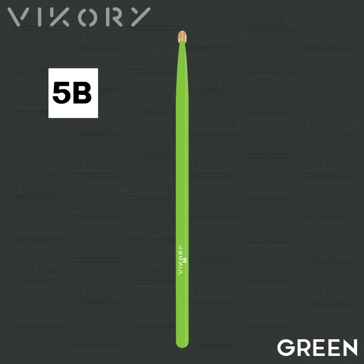 Baguette de batterie Green 5B (vertes) - sur fond noir