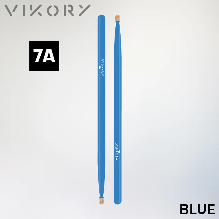 Paire de baguettes de batterie Blue 7A (bleues) - Vue haut bas