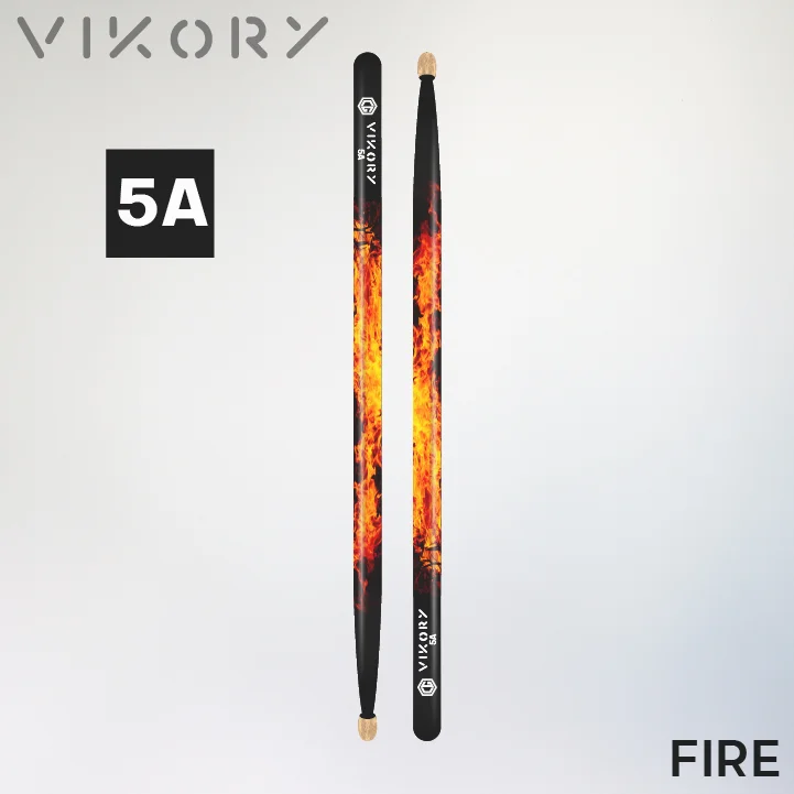 Paire de baguettes de batterie Fire 5A - Vue haut bas