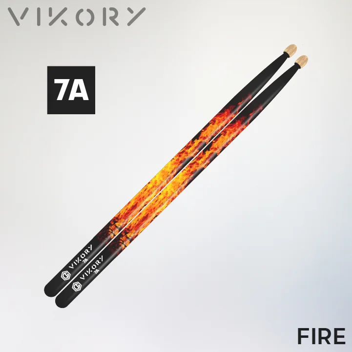 Paire de baguettes de batterie Fire 7A- Vue diagonale