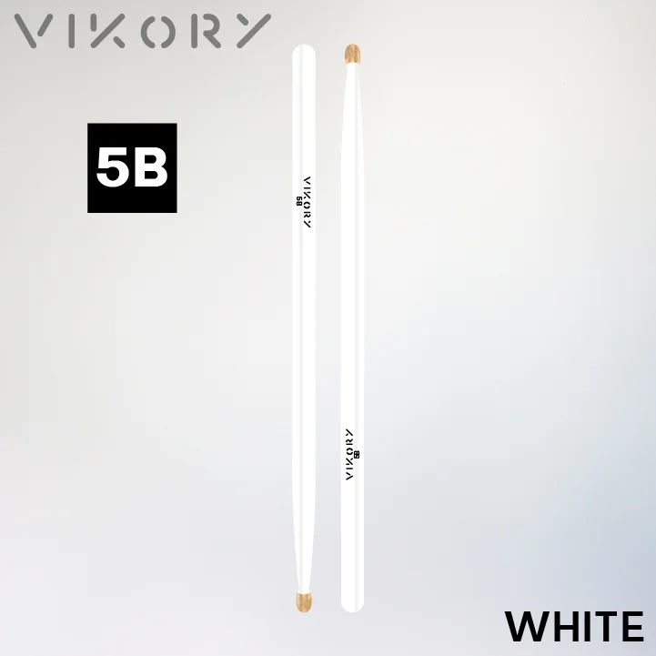 Paire de baguettes de batterie White 5B (blanches) - Vue haut bas