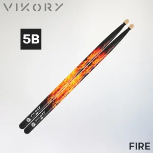 Paire de baguettes de batterie Fire 5B - Vue diagonale